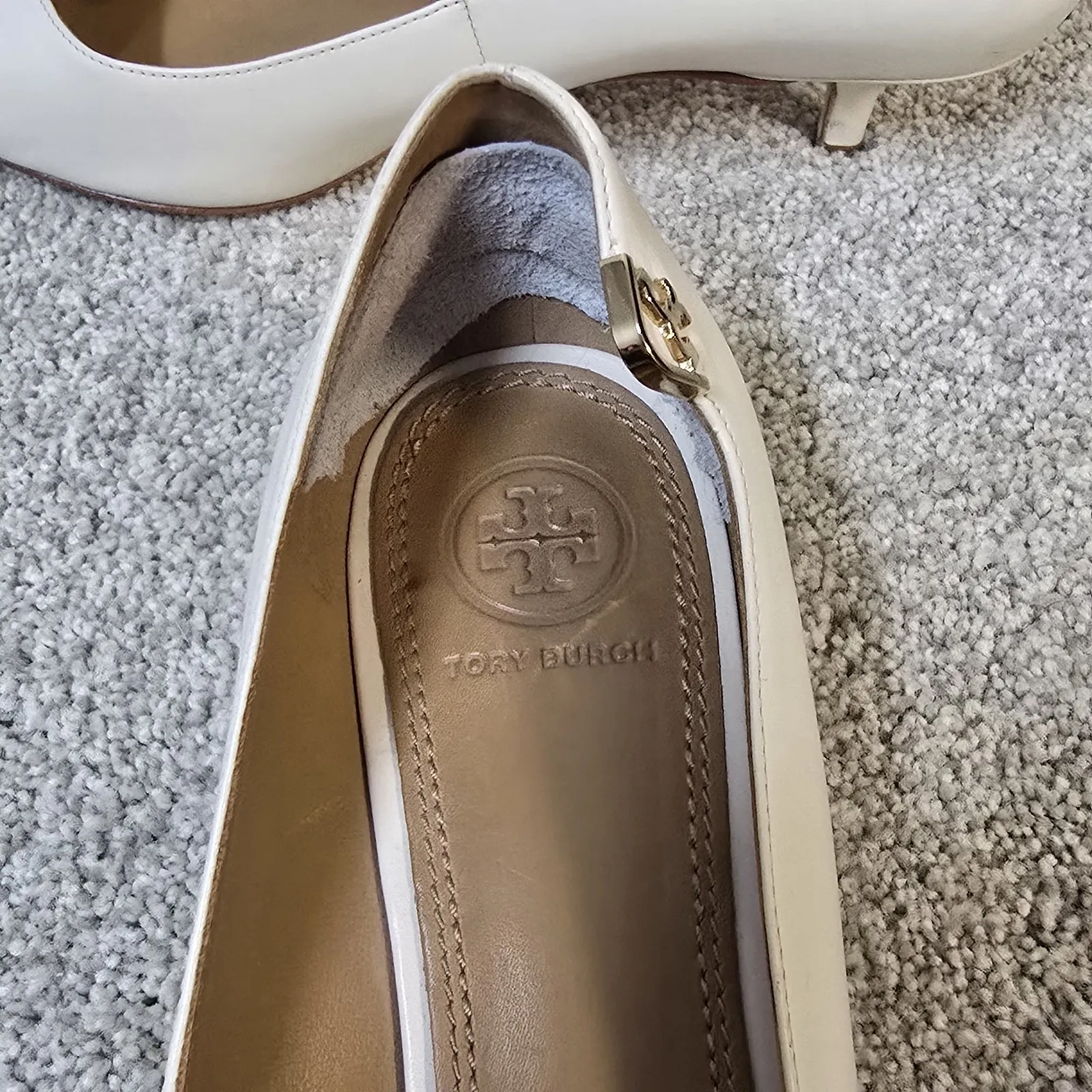 Tory Burch Elizabeth Pump Leather Perfect White Kitten Heel Sz 8 $278 - Image 9