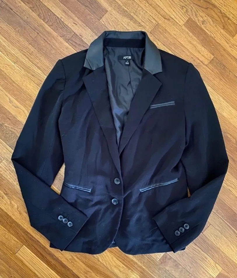 LF Faux Leather trim button up fashion blazer - Image 6