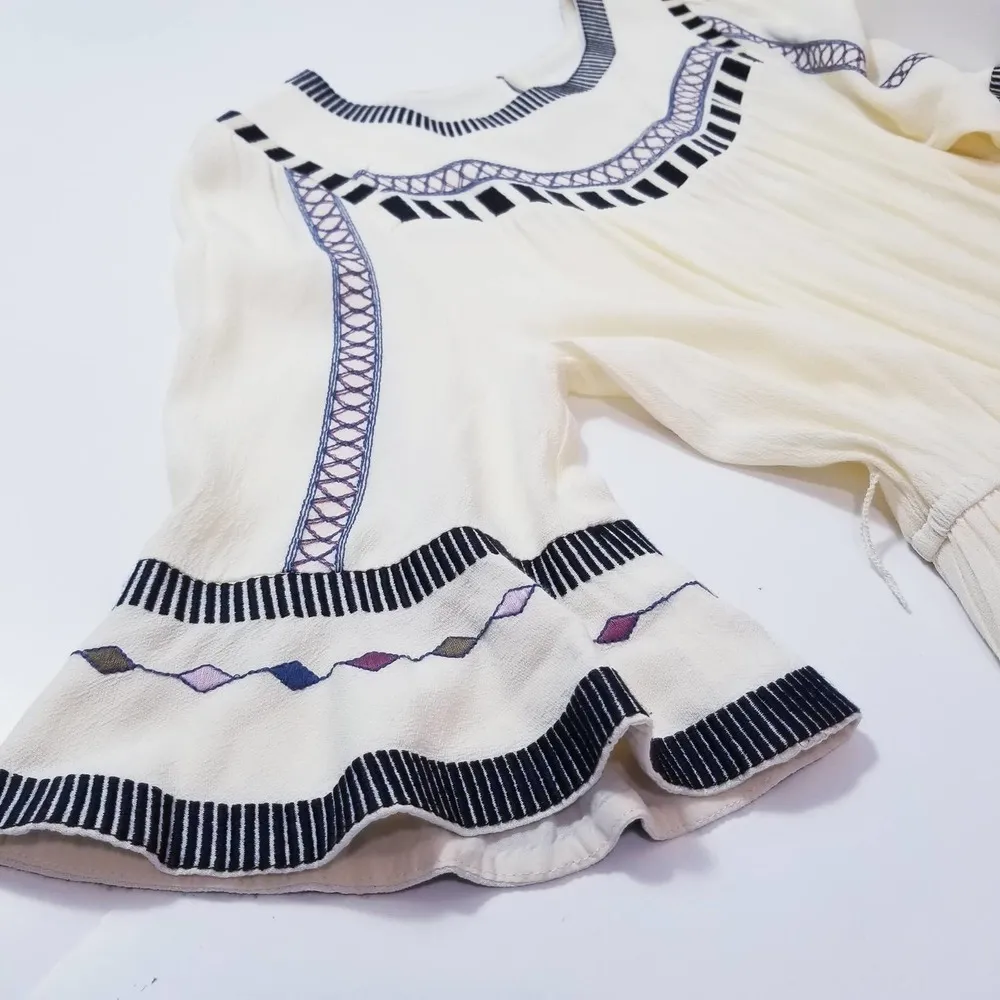 Ba&sh Cream Embroidered Bell Sleeves Lady Dress - Image 5
