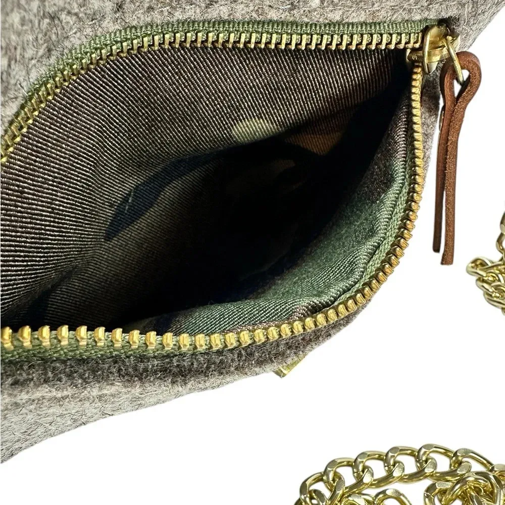 SWORD & PLOUGH Grey Wool Crossbody Bag - Image 3