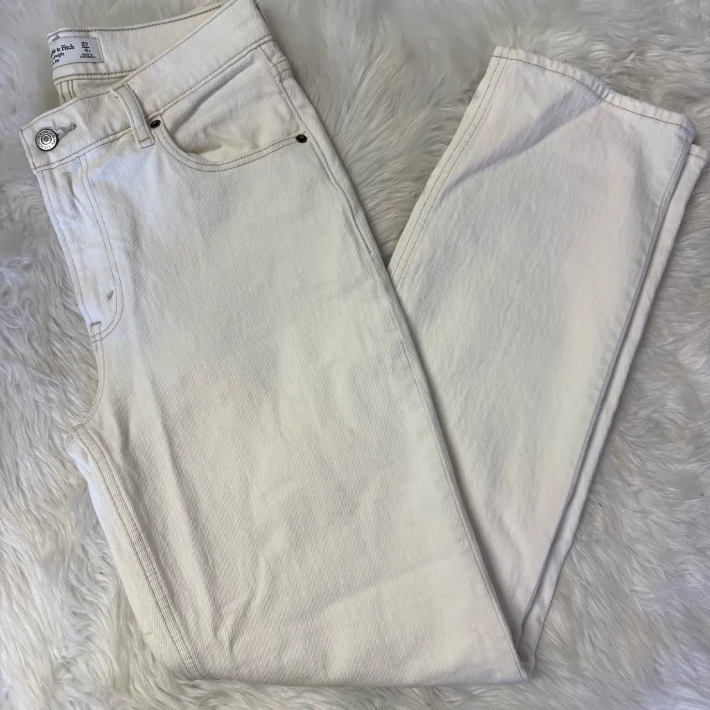 Abercrombie & Fitch The 90s Straight Low Rise Jeans – Women’s Size 27 / 4 Ivory - Image 3