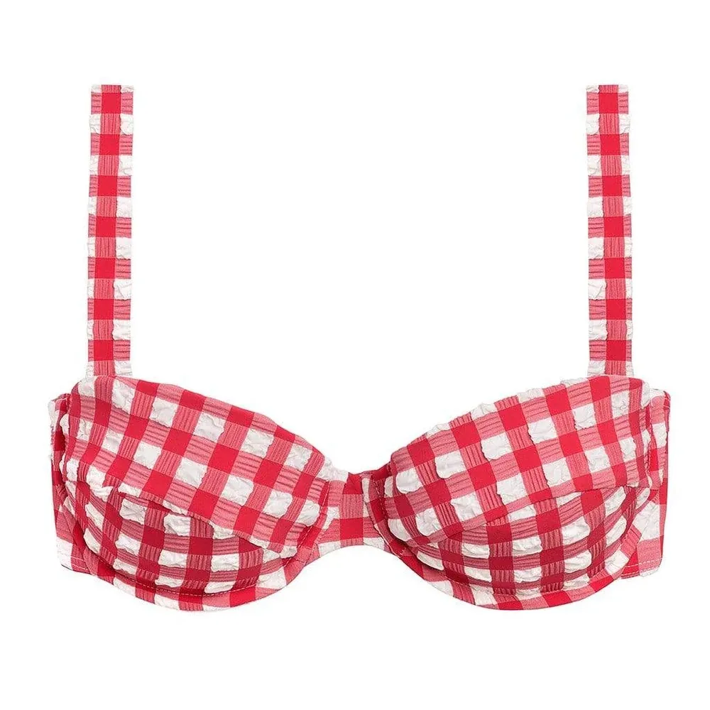 montce Red Gingham Bustier Bikini Top - Image 2