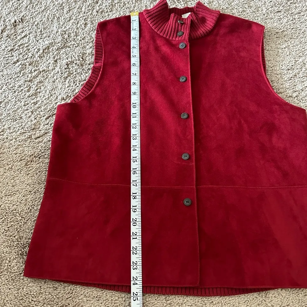 J Jill Red Vest Sweater Jacket Size Large Button Down - Image 6