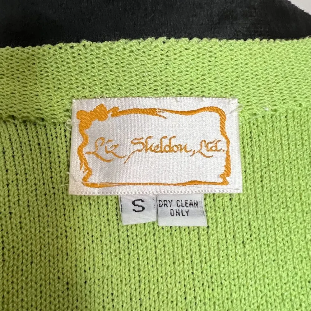 Vintage Liz Sheldon Ltd Lime Green Skirt and Sweater Set w/ Jewel Tassel Detail - Image 14