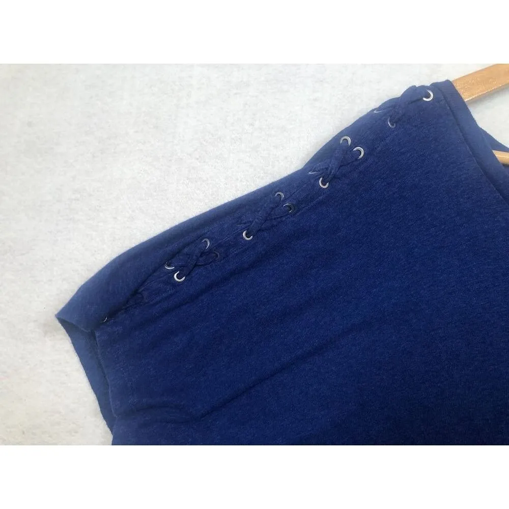 Lauren Ralph Lauren Linen Blend Top Shirt Royal Blue Tie Short Sleeves Womens 3X - Image 3