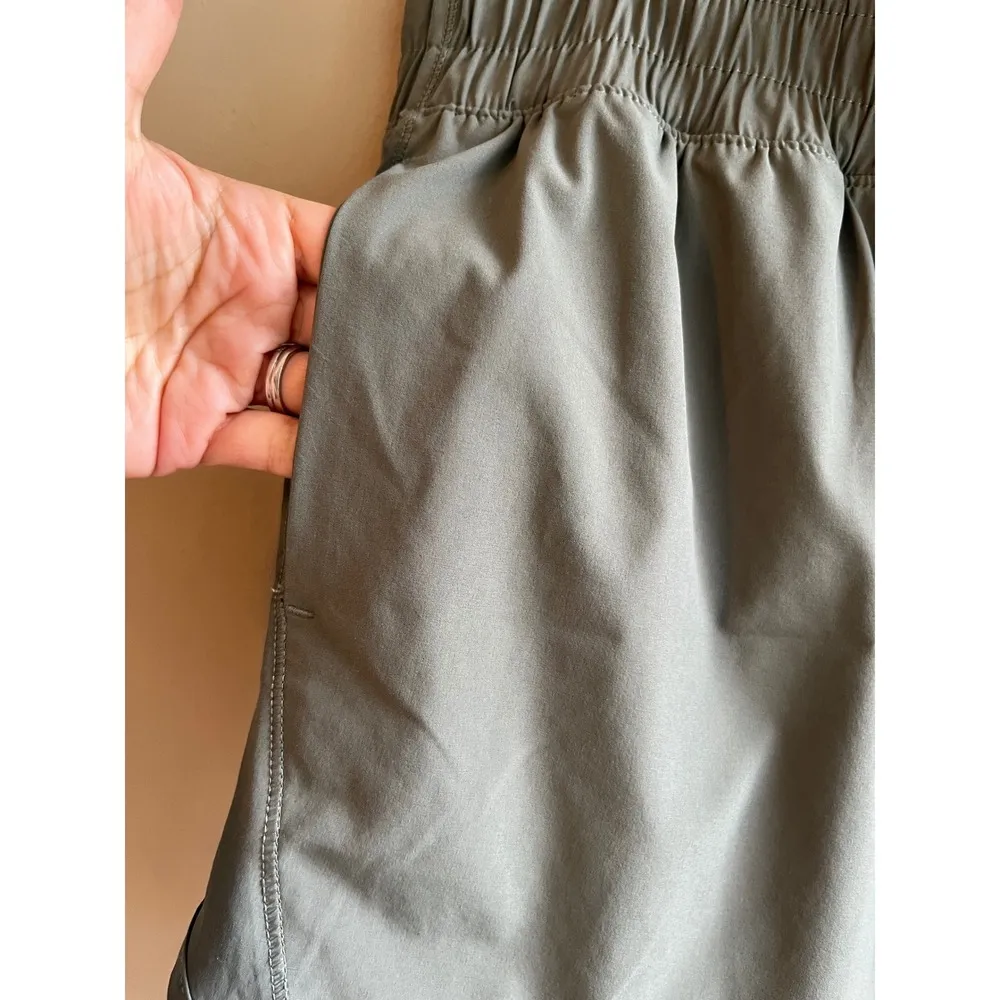 Athletic Running Shorts Elastic Waist Activewear Olive Green Sportswear XL - Image 5