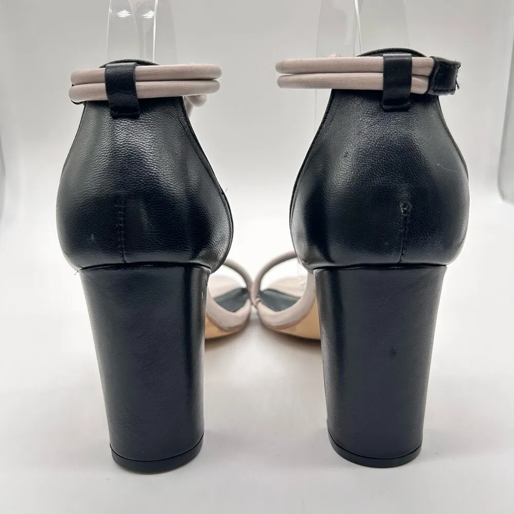 Journee Signature Sandal Women 8 Black Bone Leather Jettah Ankle Strap Heels NEW - Image 6