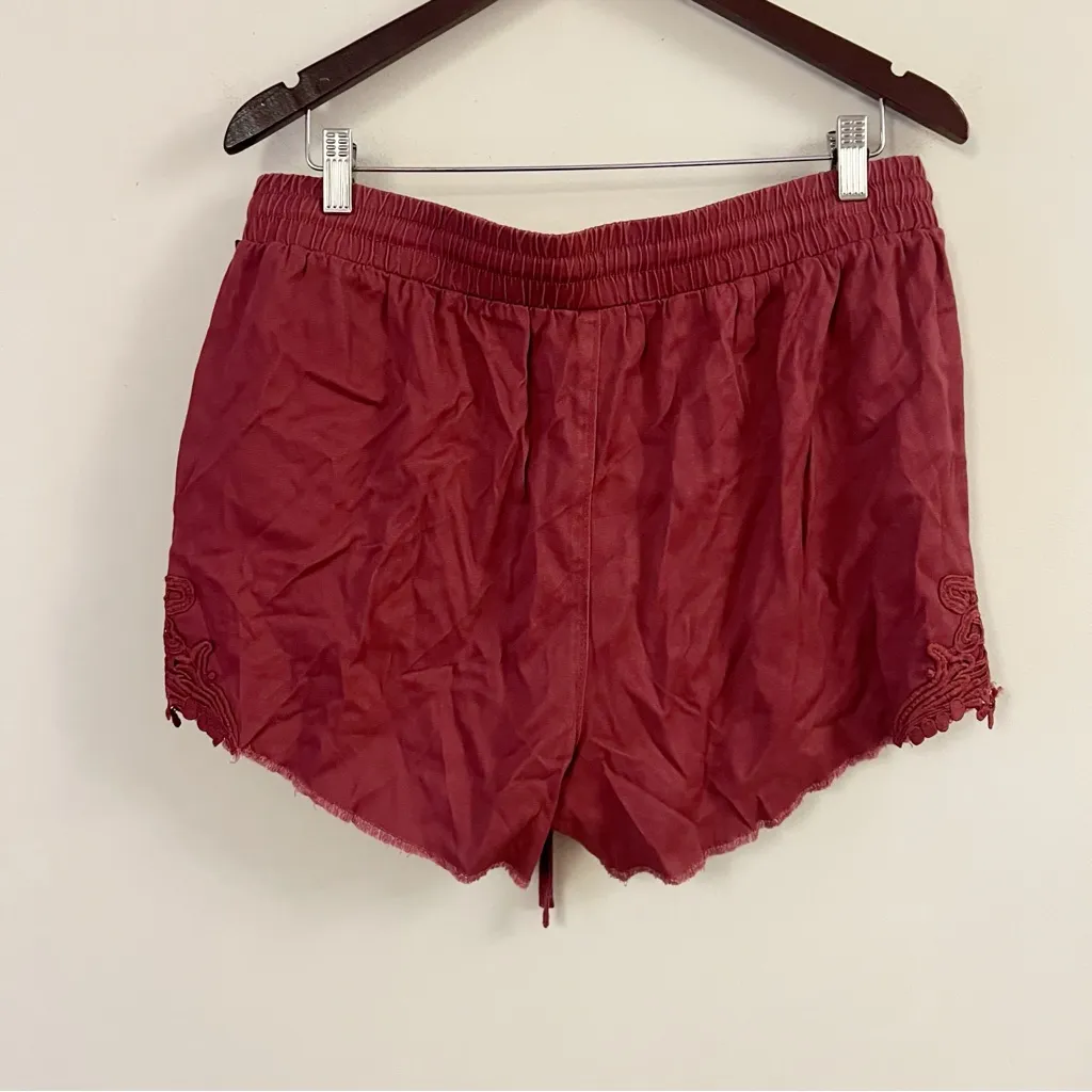Knox Rose Burgundy Cut Off Drawstring Waist Shorts Size Large NEW Embroidered - Image 6