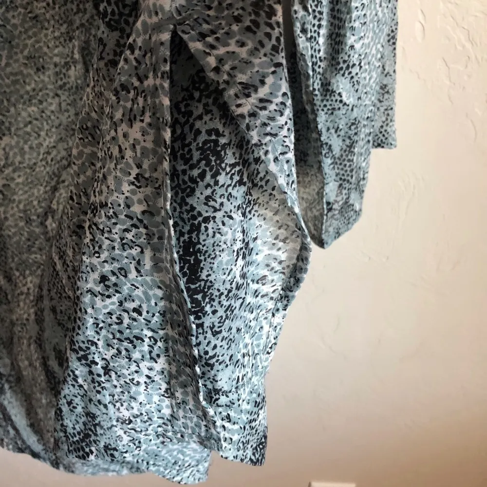 Sheer Boho Snake Print Tunic V Neck Blouse - Image 7