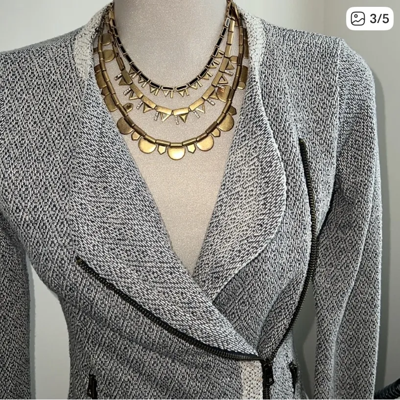 Lucky Brand Moto Jacquard Asymmetric Zipper Jacket XS - Image 3