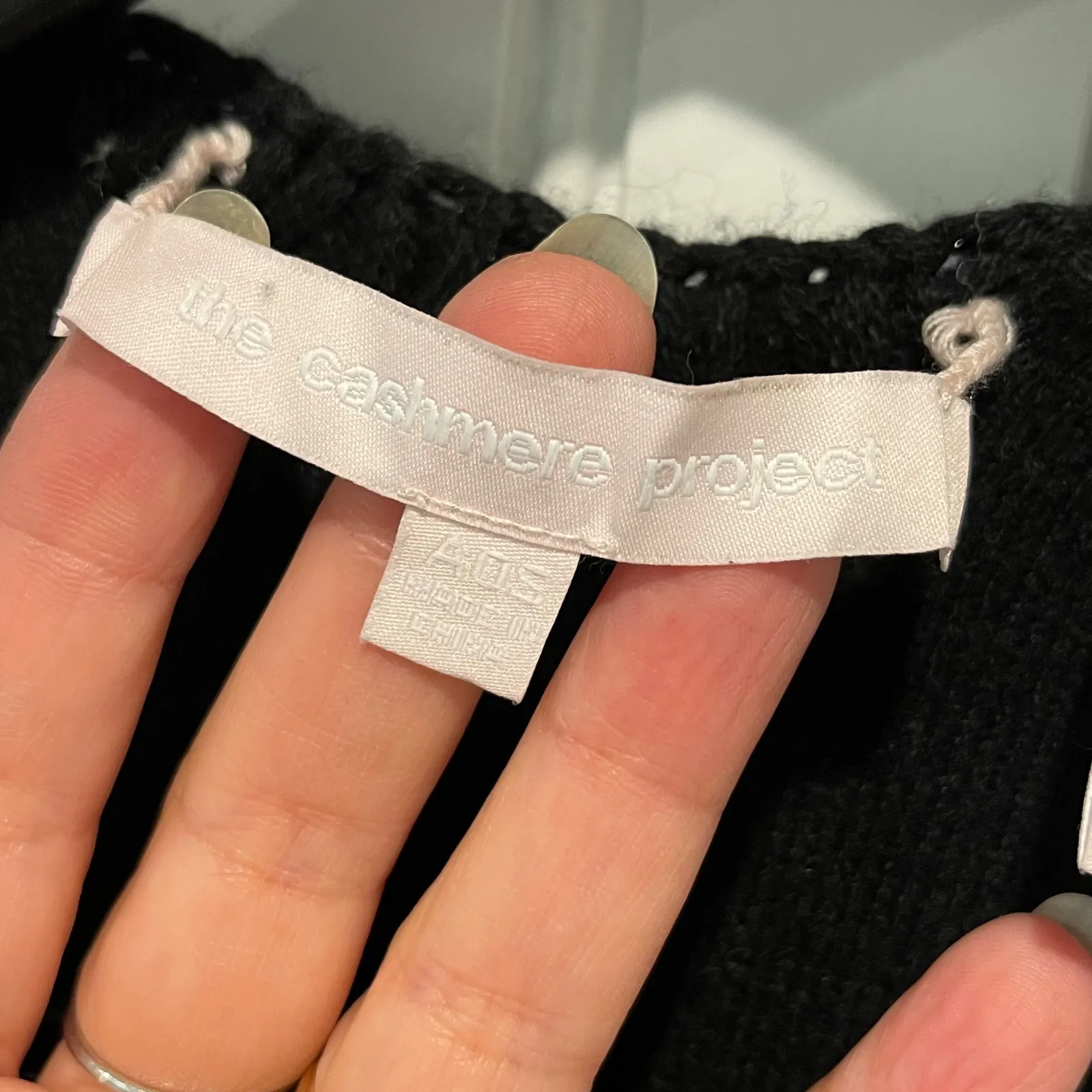 The Cashmere Project Navy Blue Black Trim Open Front Poncho Wrap Cape Shawl OS Size undefined - Image 4