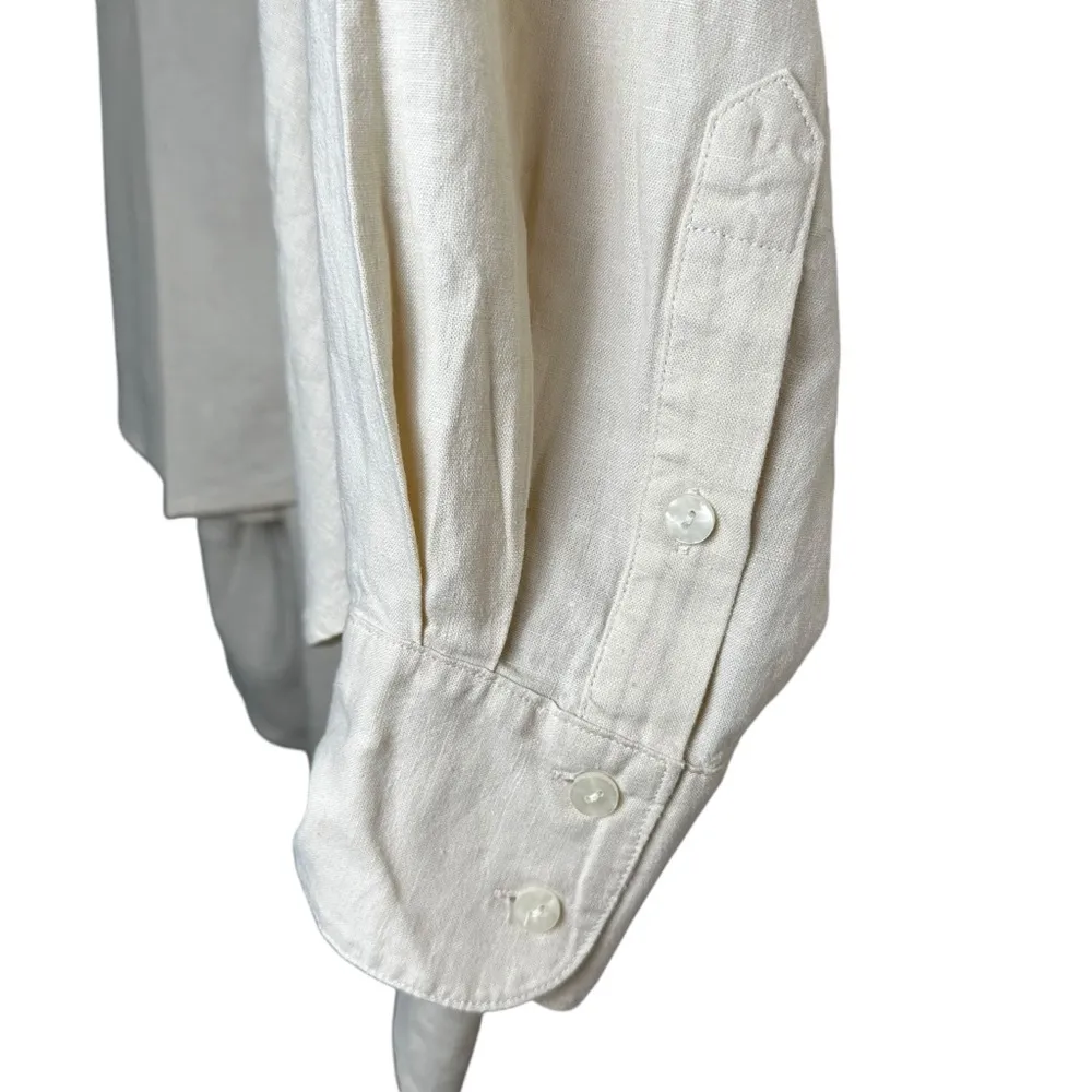 NWT Lane Bryant Linen Blend Relaxed Tunic Button Up Shirt 22/24 Natural Beige - Image 3