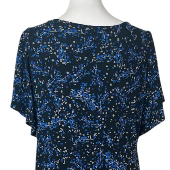 J.Jill Dress Wearever Short Sleeves Black Blue Floral Jersey Knit Women’s Size M Size M - Image 8