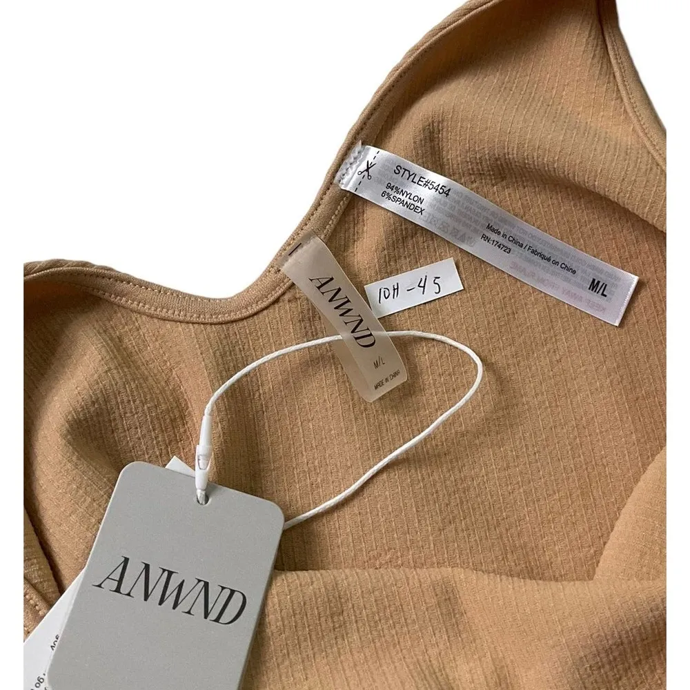 ANWND Beige Bodysuit Tank Top Women Size Large NWT | 10H-45 - Image 5