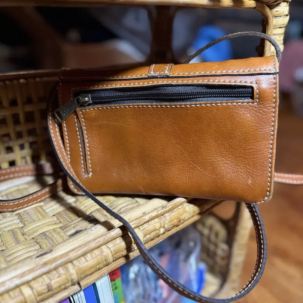 PATRICIA NASH‎ Torri Tan Leather Heritage Collection Crossbody Bag Organizer - Image 3