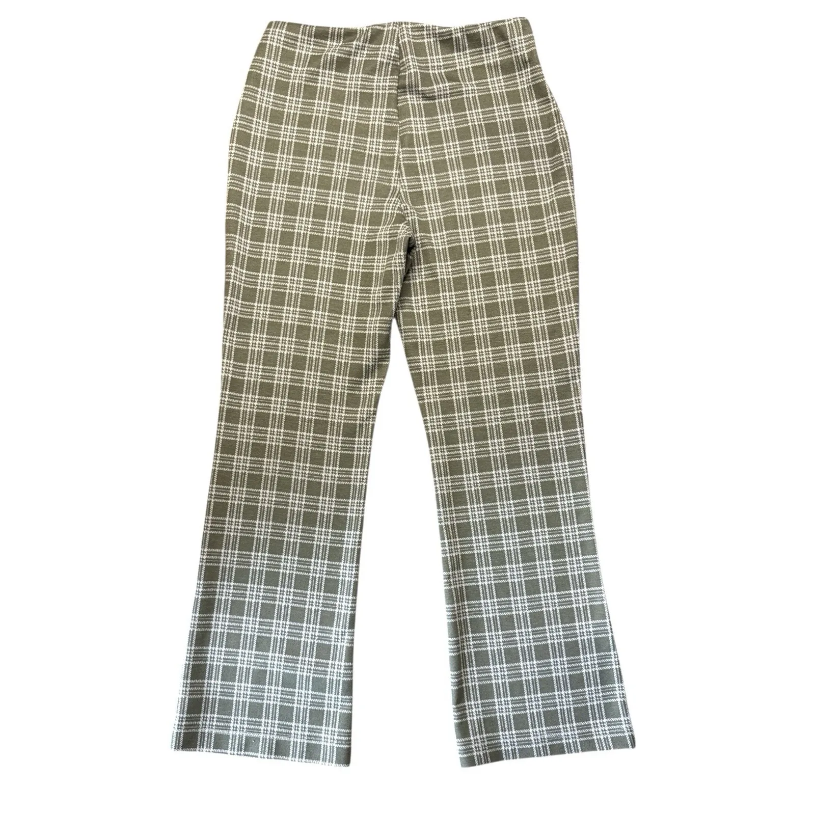Altar'd State Green White Plaid Cropped Flare Pants Small Retro Boho Made In USA - Image 8