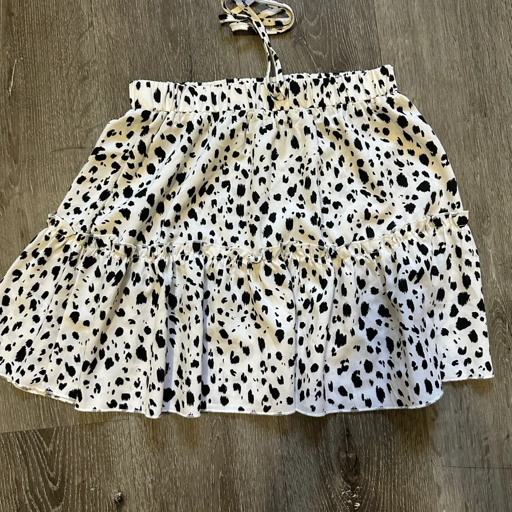 SHEIN Black and White Animal Print Skater Skirt - Image 2