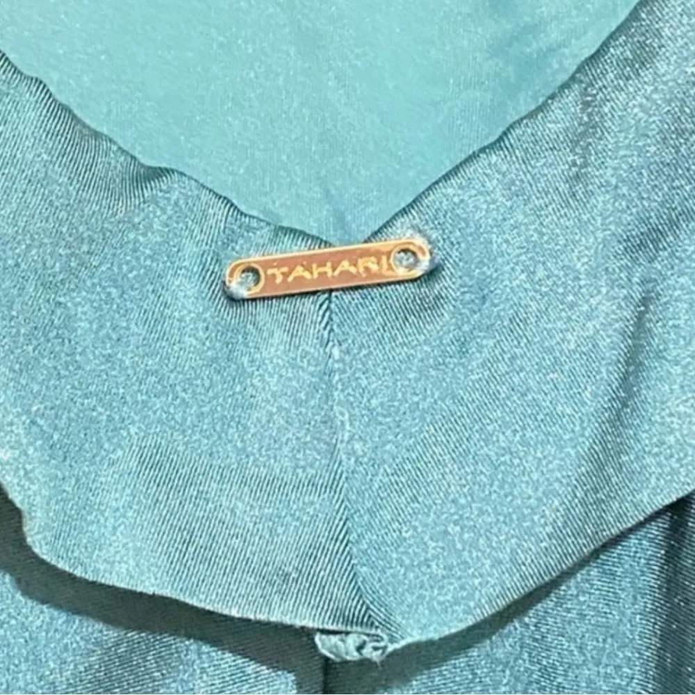 Tahari green shimmer v-neck ruffled one piece swimsuit - Image 5