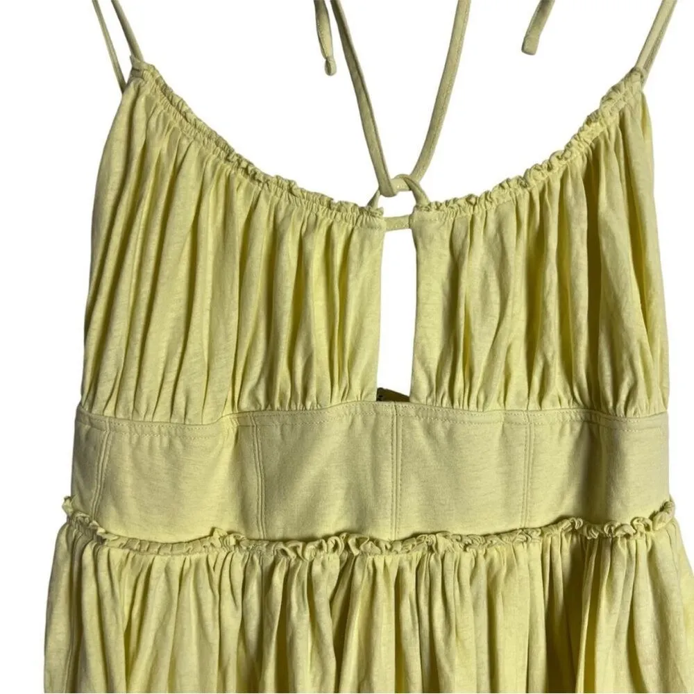 Ulla Johnson Freya Yellow Keyhole Tie Neck Sleeveless Midi Dress Size 2 - Image 13