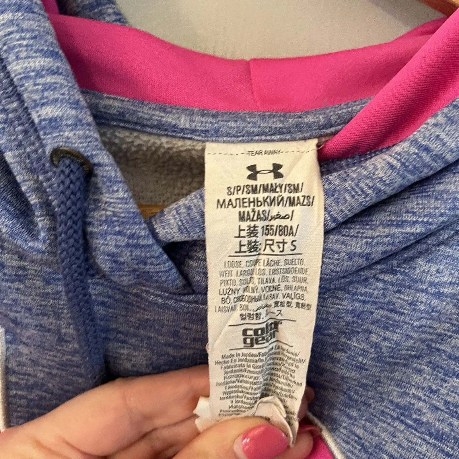 Womens UNDER ARMOUR COLDGEAR STORM athletic hoodie hooded sweatshirt Small Blue - Image 3