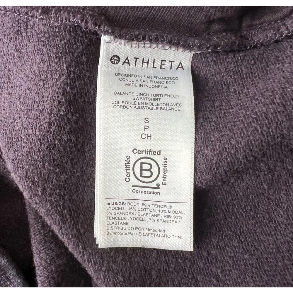 Athleta Sweatshirt Women Small Purple Balance Cinch Turtleneck Casual Athleisure - Image 6
