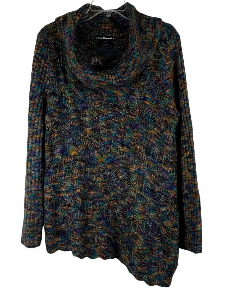 United States Sweaters Purple Black Knit Turtleneck Sweater Large - Image 1