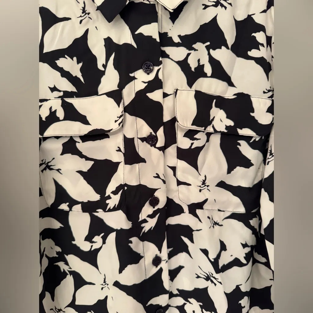 Joie Eastona Blue & White Derp Sea Floral Button Down Shirt Women’s Size XXS - Image 10