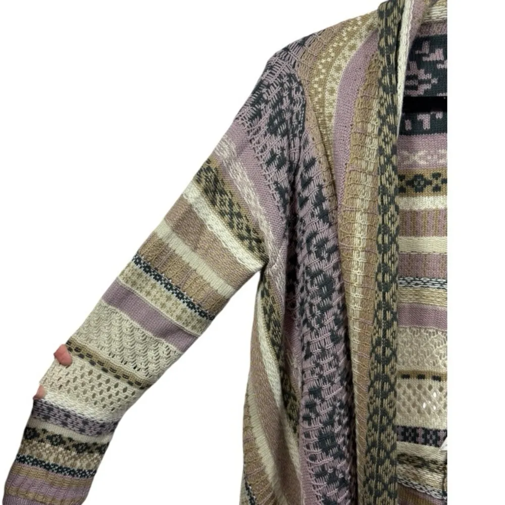 Military Hippie Open Front Drape‎ Cardigan Sweater M - Image 7