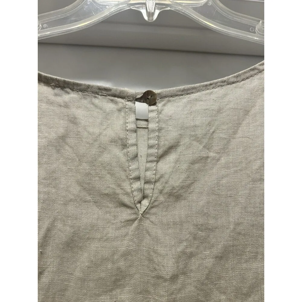 Rosemarine Beige Tan Linen Shift Tunic Dress Sand Italy Lace Size Large Crochet - Image 6