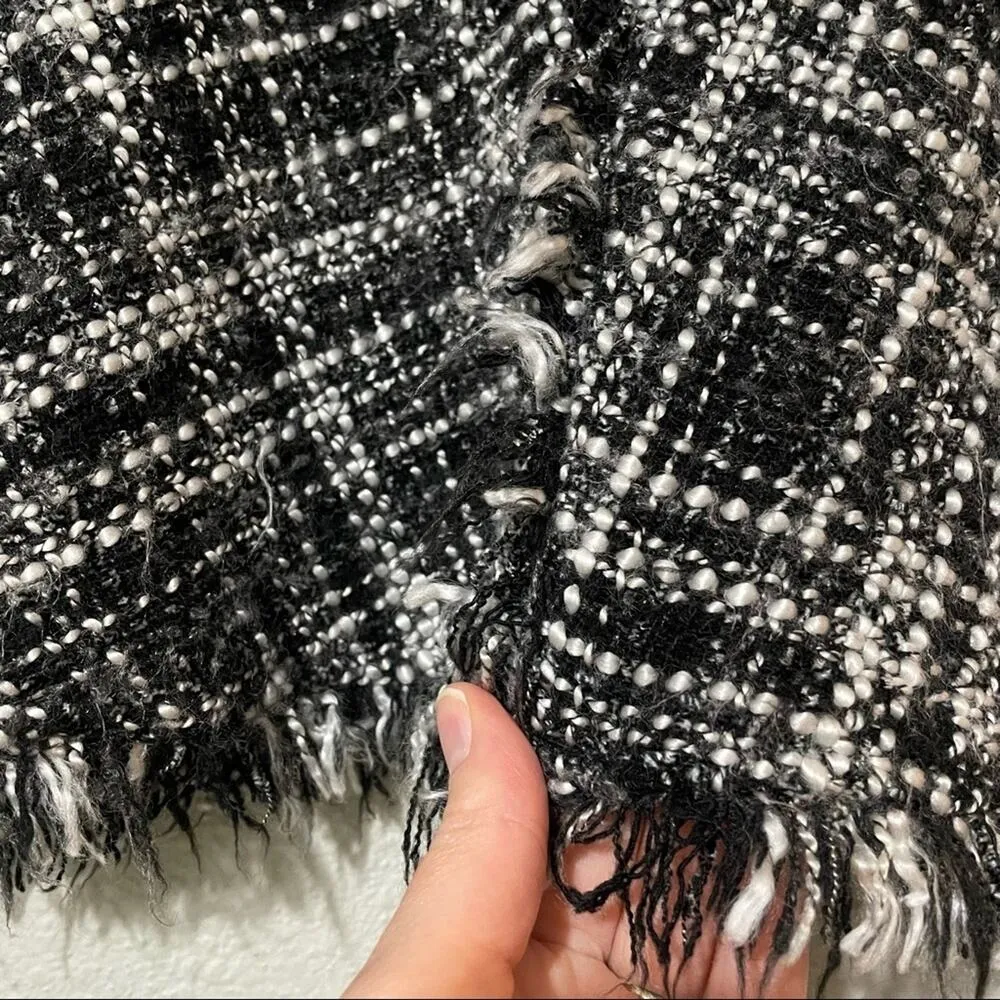 Zara Black & White Tweed Raw Edge Pullover Jacket Womens XS Fall Preppy Academia - Image 6