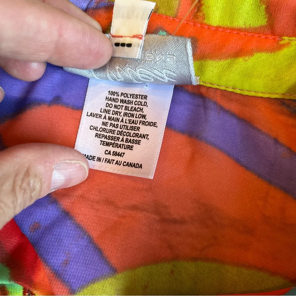 VTG Y2K Sheer Multicolor Coverup Pool Shirt Artex Fashions
Medium Orange - Image 5