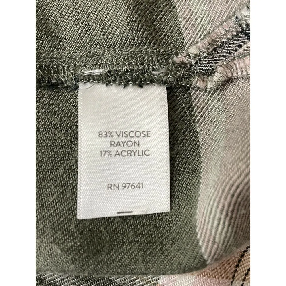 J. Jill Button Down Long Sleeve Plaid Shirt Top Caraway Green Size Small - Image 8