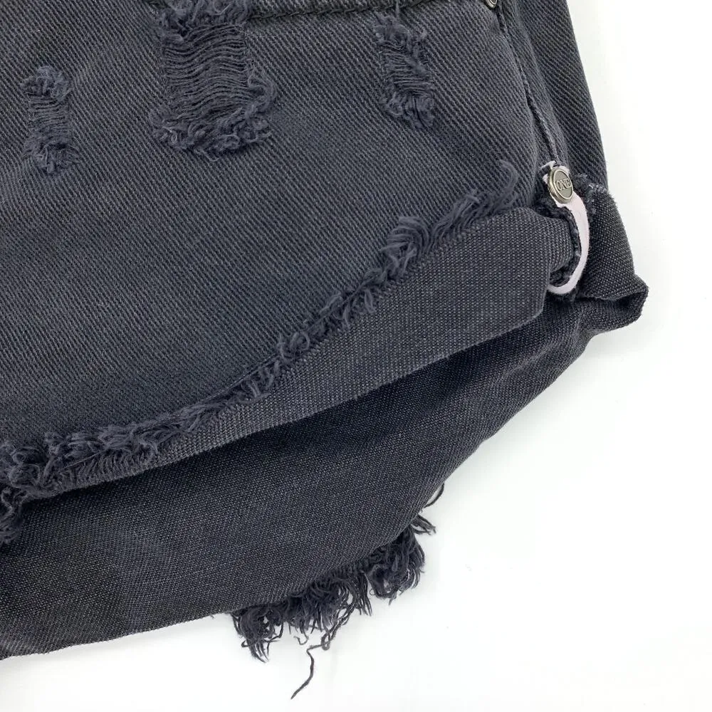 One X One Teaspoon Bandits Shorts Womens Sz 27 Relaxed Fit Twisted Hem Black - Image 4