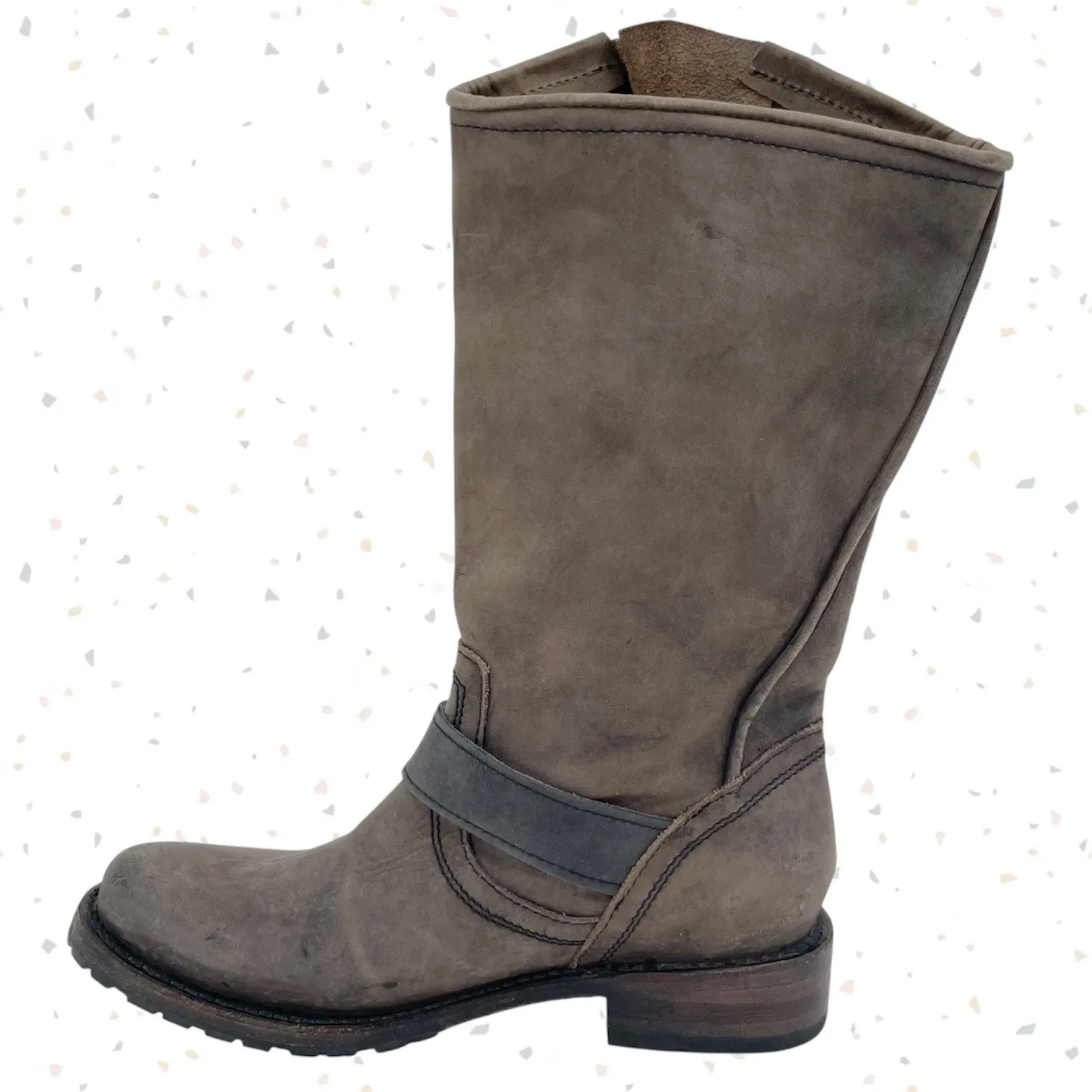 Freebird By Steven Prince Boot Gray Engineer Buckle Biker Moto Boots Size 7 - Image 5