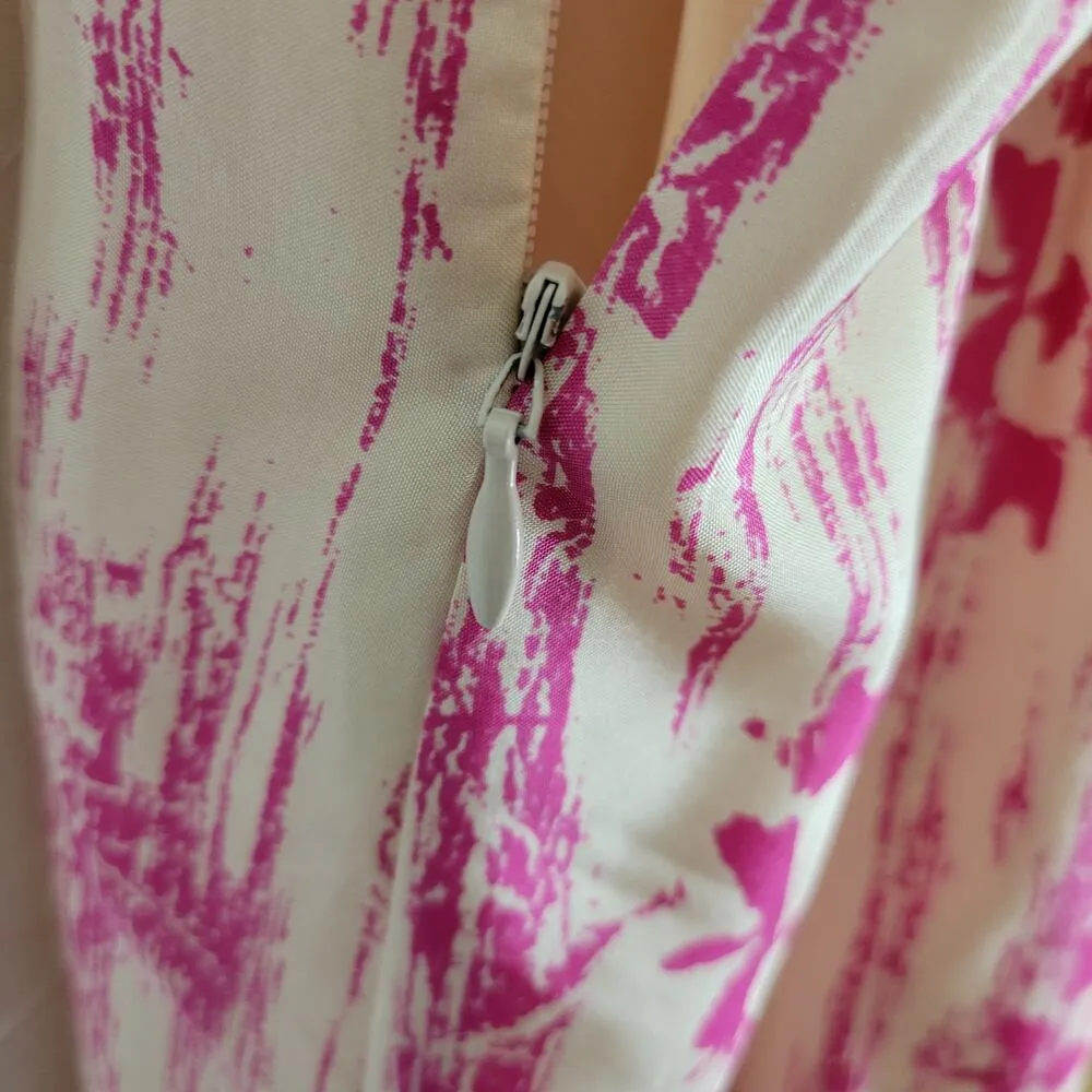 Ann Taylor LOFT Silk Maxi Dress 10 Pink Gold Criss Cross Back V - Image 8