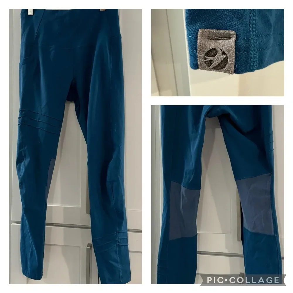 Oiselle Teal 7/8 Leggings with Mesh Panels Behind‎ Knees size 6 - Image 2
