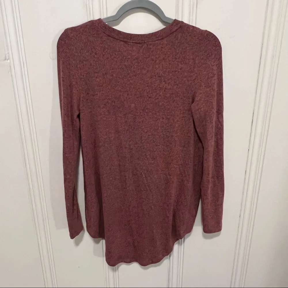 Young Fabulous & Broke Mauve Pink Heather Bow Tie Long Sleeve Casual T-Shirt XS - Image 4