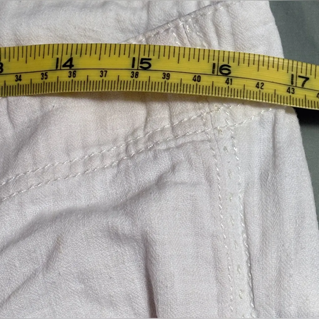 Pilcro The‎ Letterpress Linen Cotton White Wide-Leg Pants Size 12 EUC - Image 5