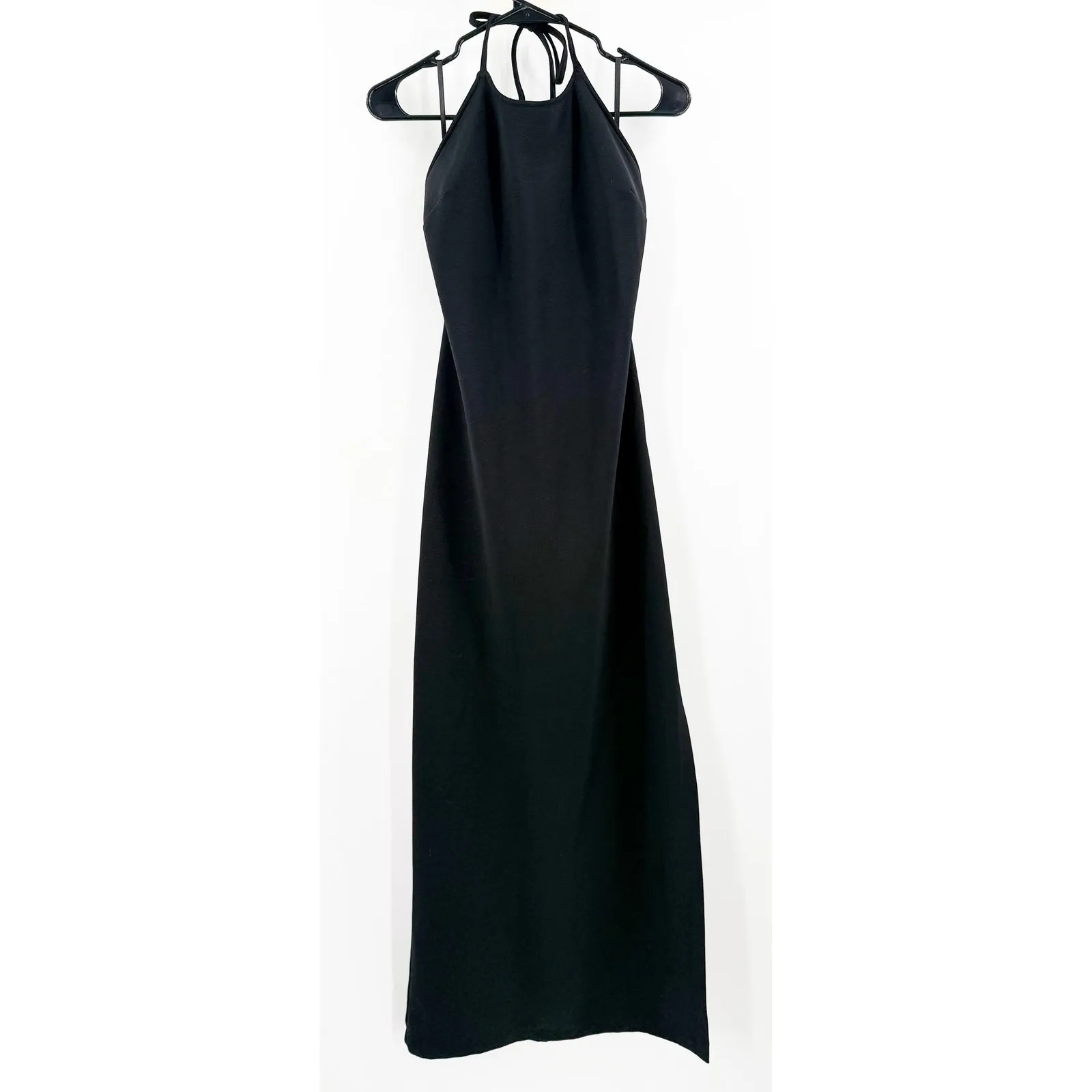 VINTAGE Black Ice Evening Dress Size 6 Gown Black Polyester Y2K Classic Halter - Image 13