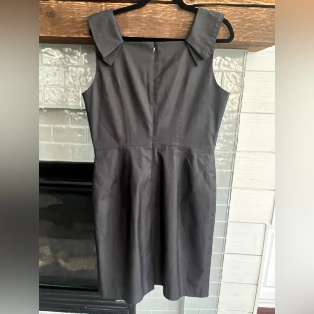 BANANA REPUBLIC Charcoal Stretch Shift Dress Notched Lapel Square Neck S… - Image 2