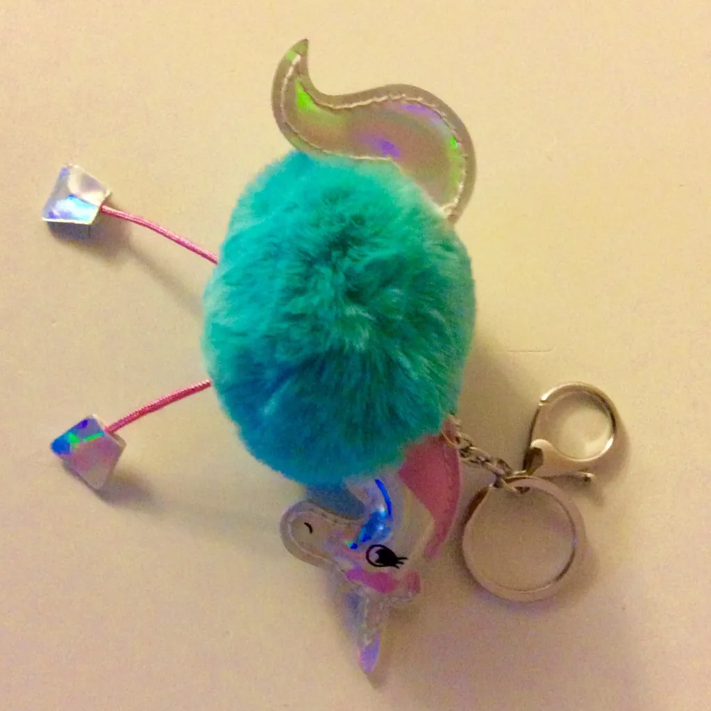 3 for $25 pink UNICORN Pom Pom keychain purse clip - Image 4