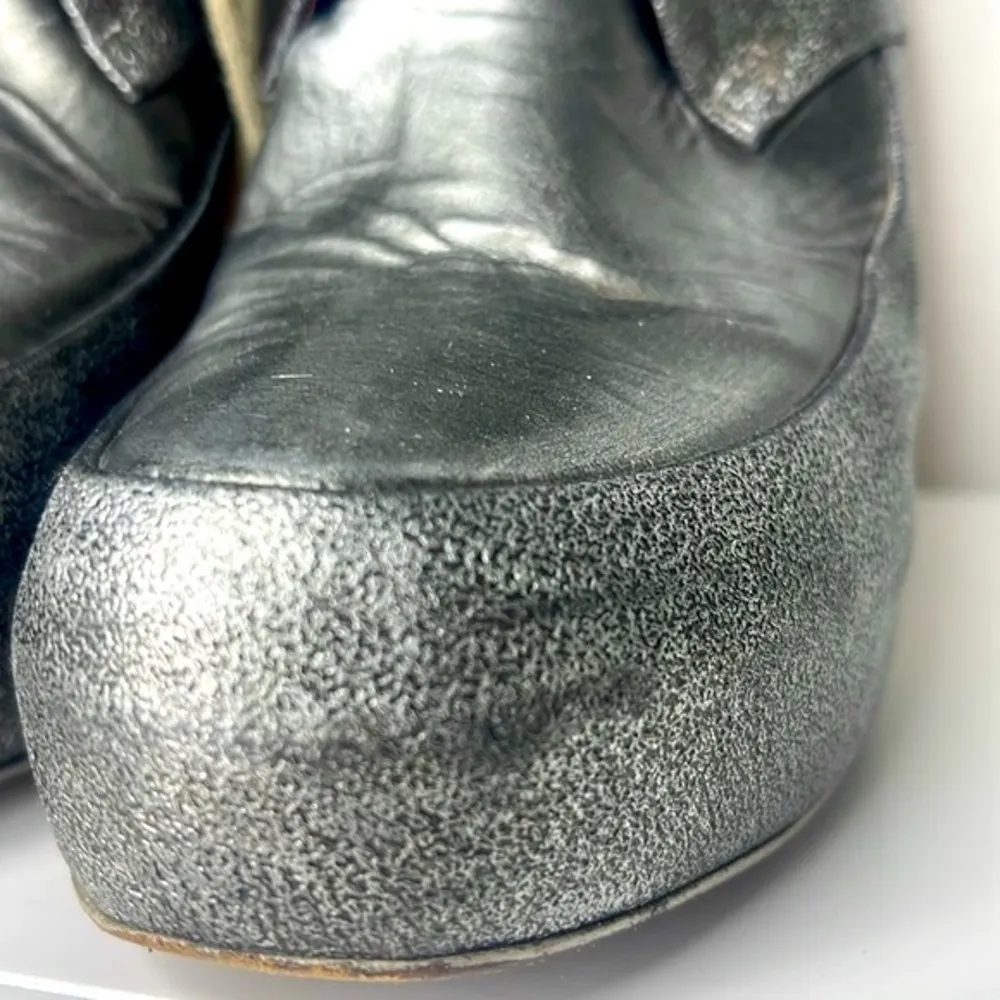 spiked high heeled lace up booties gun metal with spikes - Image 10