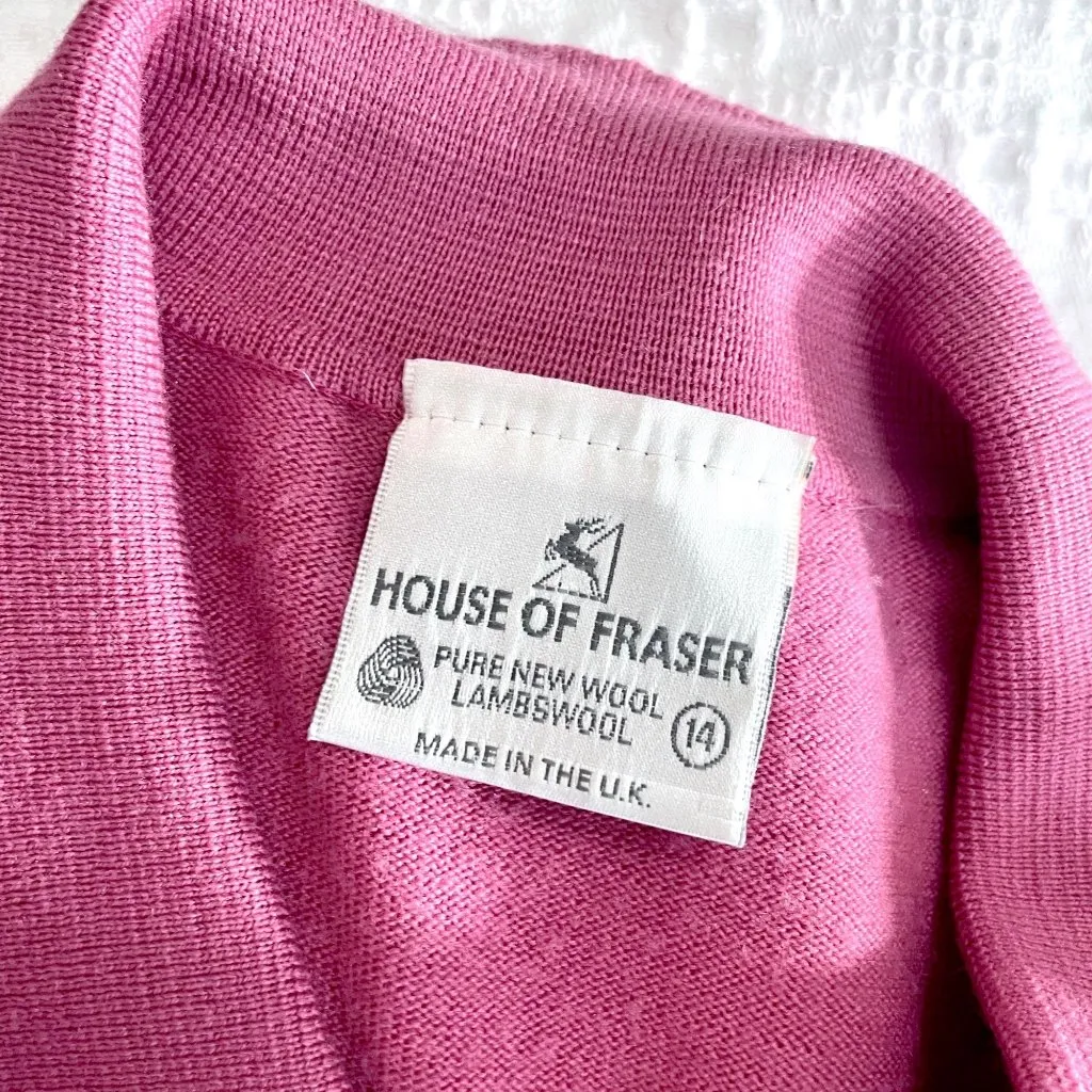 House of Fraser Pure Lambs Wool Pink Sweater Size 14 Vintage Cottagecore - Image 3