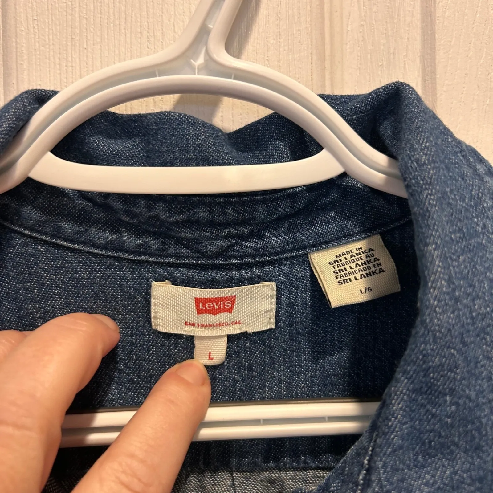 Levi's Womens Denim Shirt Dress Short Sleeve Button Up Blue Size L Classic - Image 3