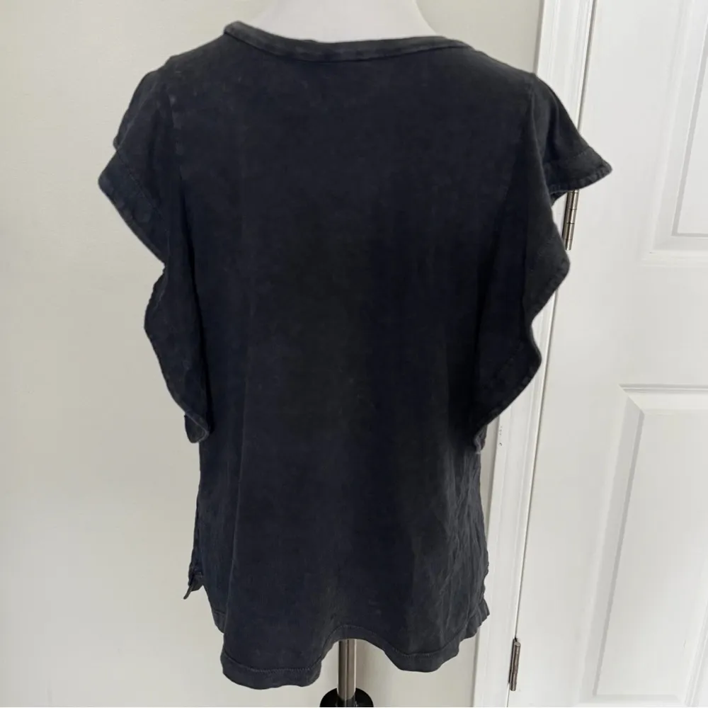 All Saints Acid Washed Ruffle Tee Size 8 - Image 6