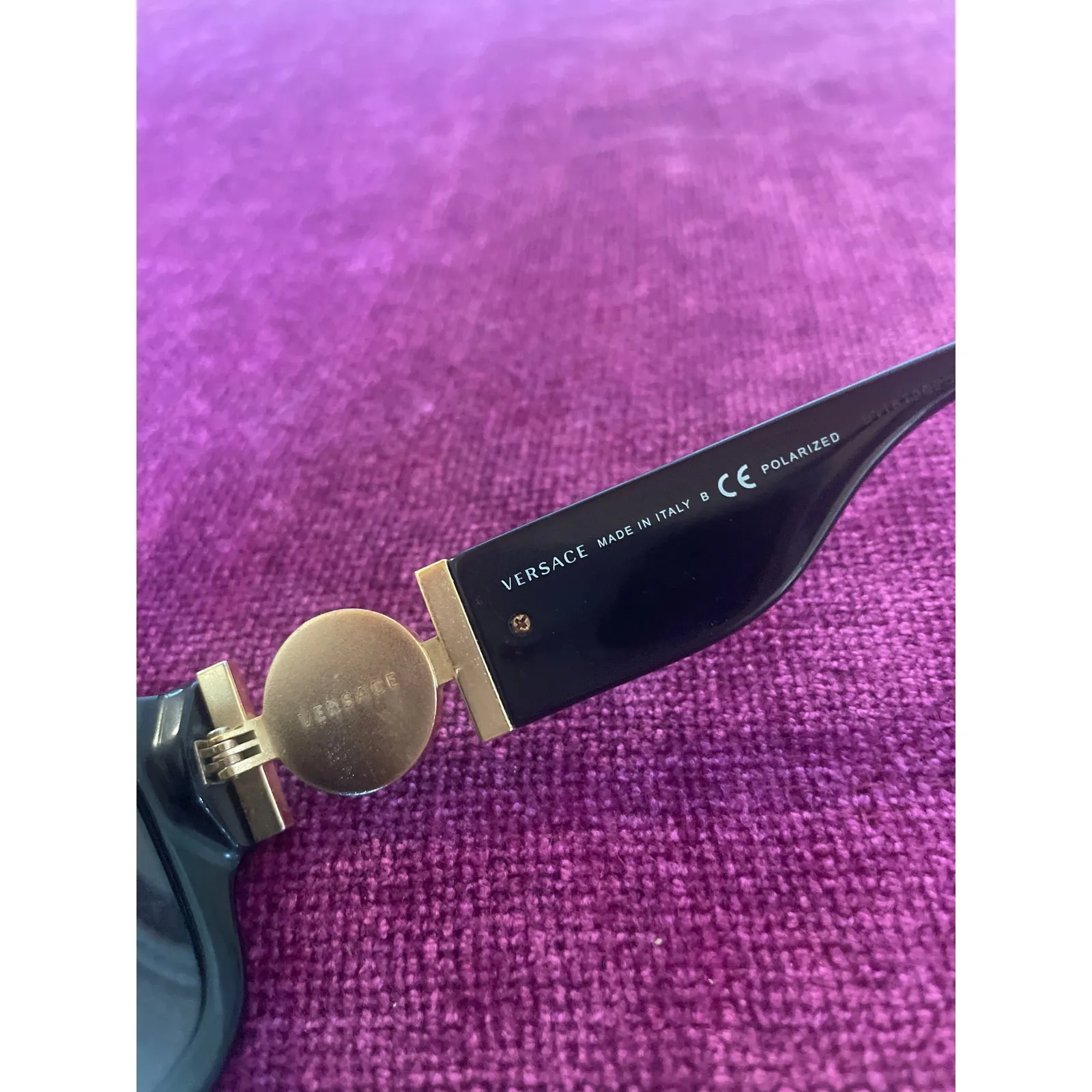 VERSACE Black Cat Eye Sunglasses Gold Medusa AS-IS CONDITION Polarized VE 4372 - Image 9