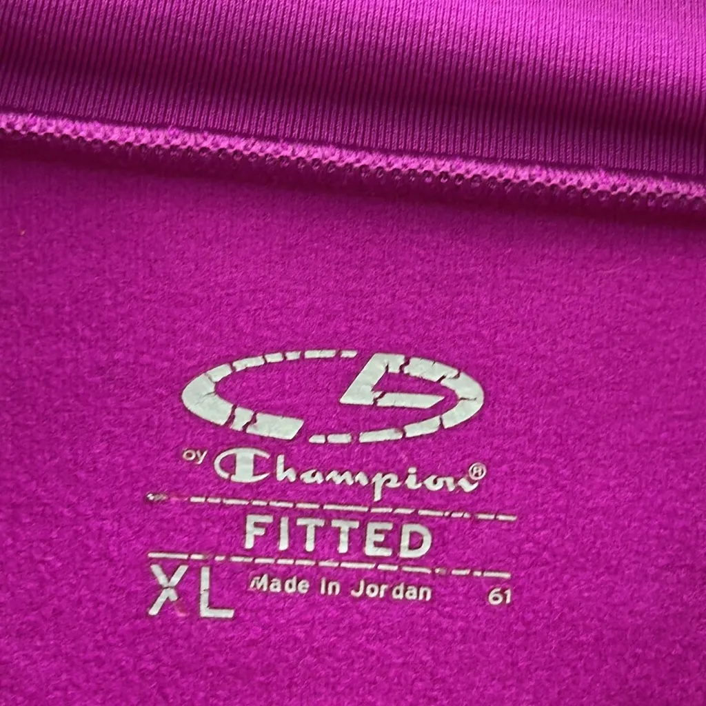 Champion Athletic Fitted Fuchsia Long Sleeve Fleece Lined Mock Neck Shirt XL - Image 9