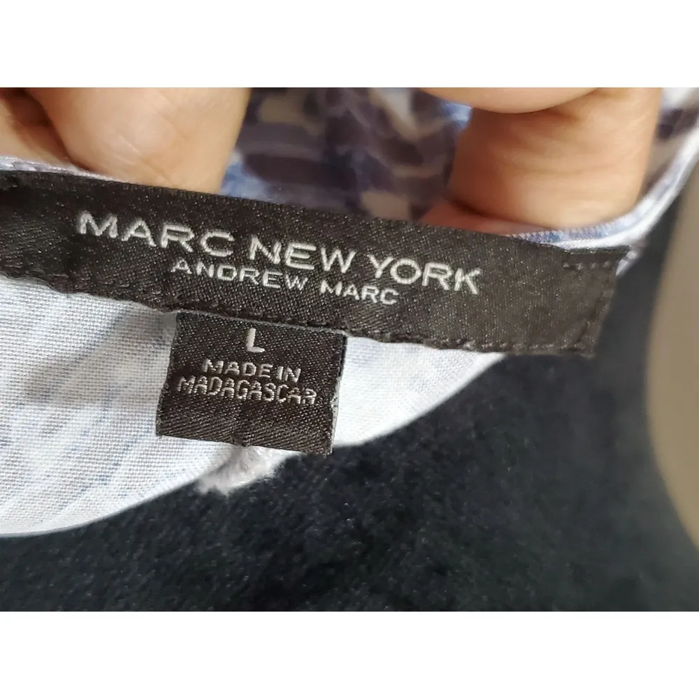 Andrew Marc Womens Blue 100% Tencel Crew Neck Short Sleeve Top Blouse Size Large - Image 11