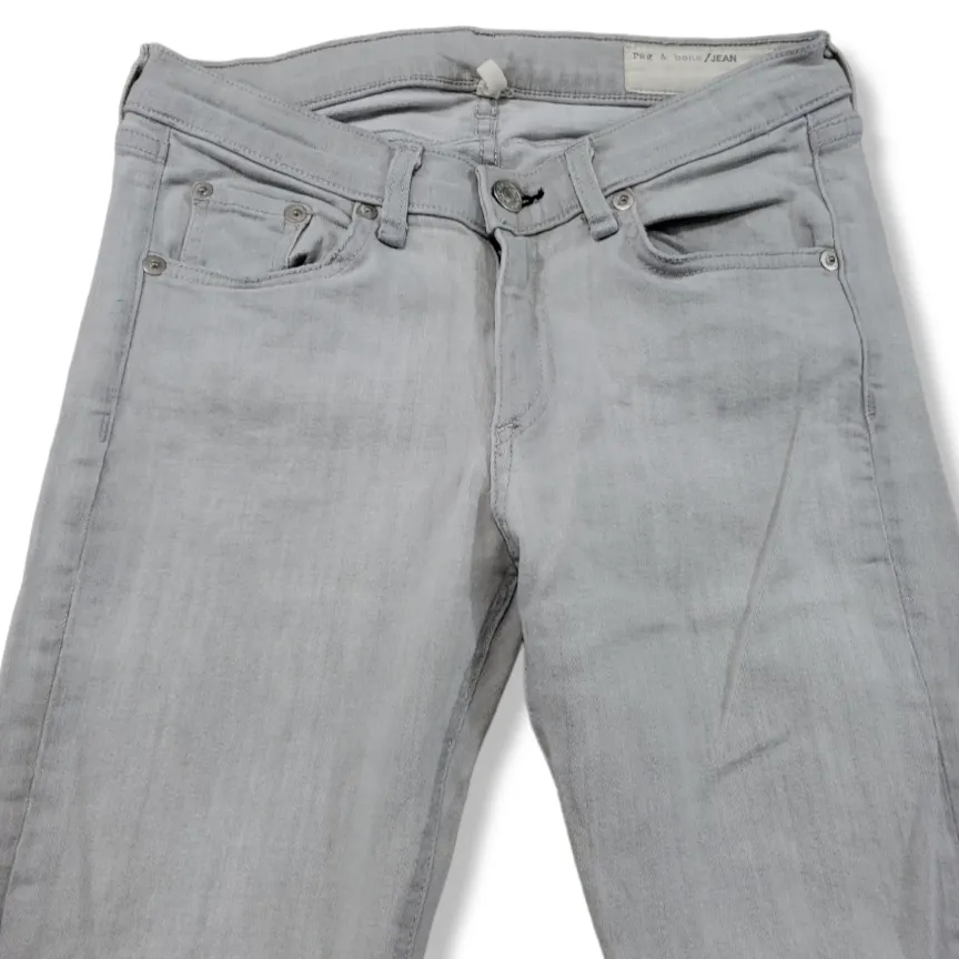 Rag and Bone  Jeans Size 27 Skinny Jeans Stretch Surrey With Holes Distressed Gray Denim Pants - Image 3