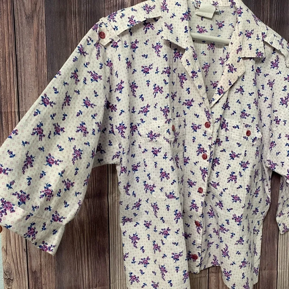 Vintage floral cropped button down Size L - Image 2
